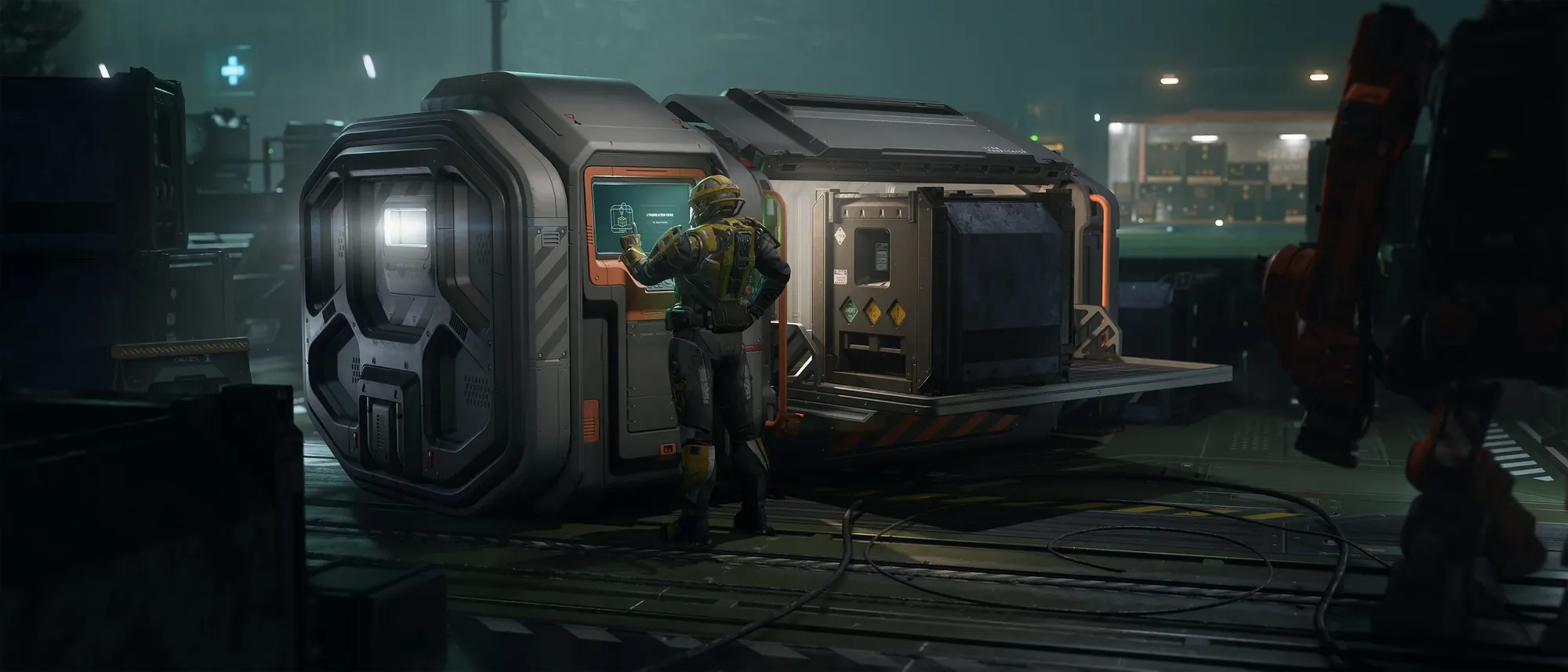A pilot working at an item fabricator
